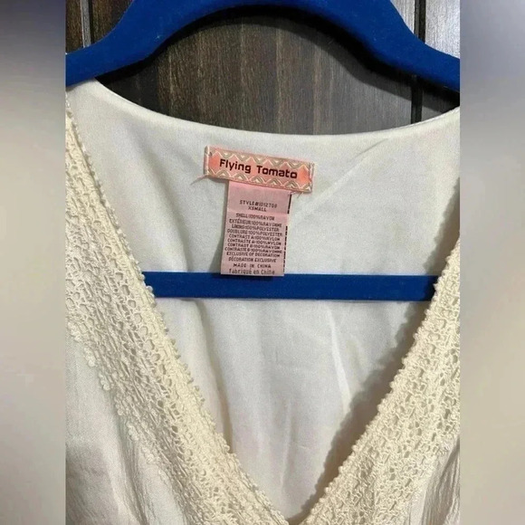 Flying Tomato Cream‎ Empire Embroidered Waist Maxi Dress W/Lace - Picture 4 of 5